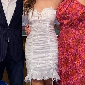 White CBR eyelet mini sundress